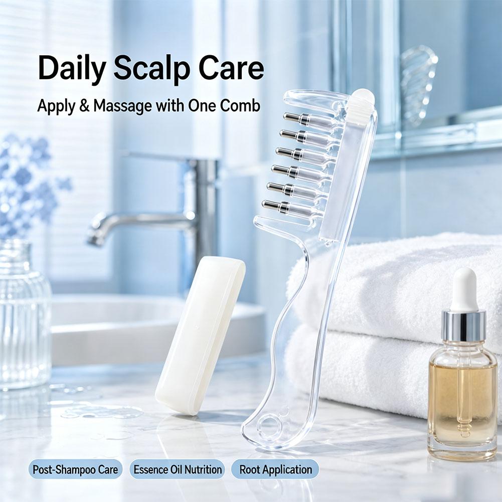 Hair Care - 透明ヘアルートコーム、液体塗布用ガイド、頭皮マッサージコーム、ヘアオイル・セラム用ブラシ、液漏れ防止ヘアケアツール