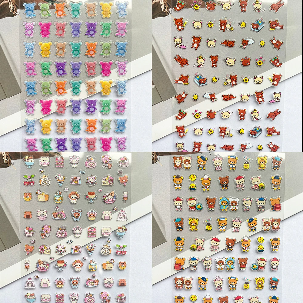 Nail Art - Pvc スーパーミニピンクリラックマポスター商品ステッカーネイルアートクマ飾る電話ケースラップトップキーボードボタンかわいいステッカーギフト