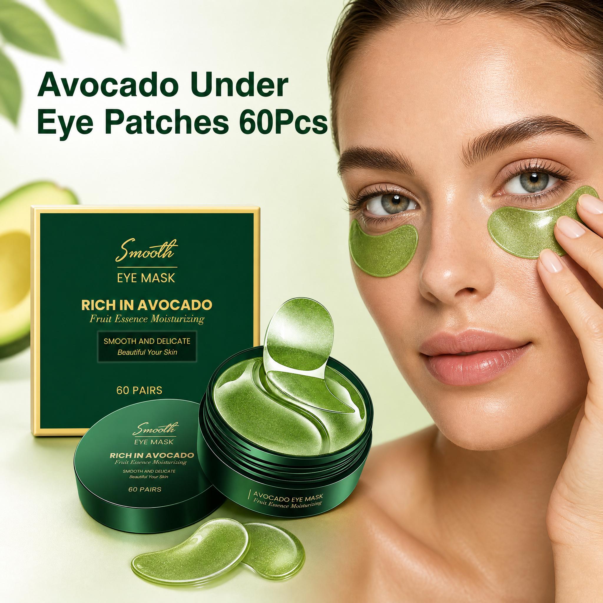 Collagen Under Eye Patches - アボカドコラーゲン配合のアイマスク60枚入り。目の下のクマやたるみを軽減し、保湿と引き締め効果で、小じわを目立たなくします。