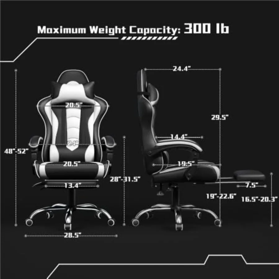 フットレスト、マッサージ機能、腰当てクッションを備えたゲーミ - Massage のレビューと価格
