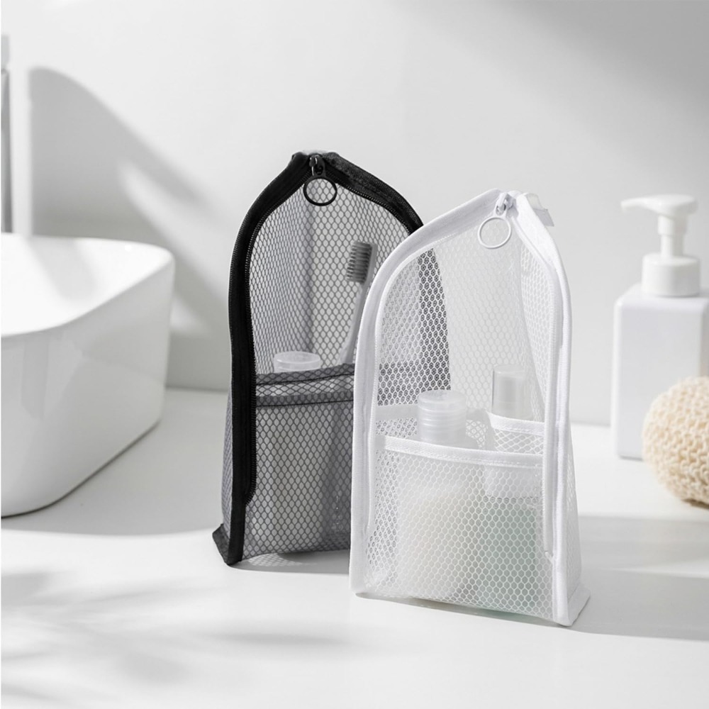 メッシュトイレタリーバッグ 通気性 速乾性 縦型歯ブラシホル - Makeup のレビューと価格